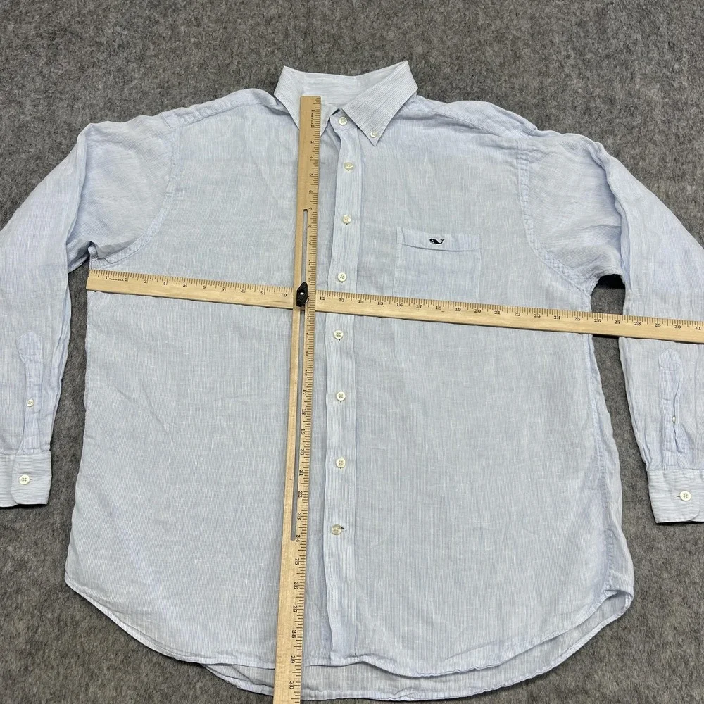 Vineyard Vines Shirt Mens XL Light Blue Striped Classic Tucker Linen Button Down